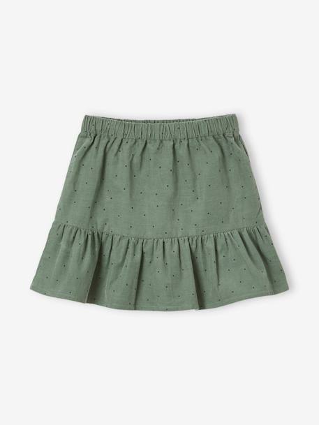 Corduroy Skirt with Ruffle, for Girls BLUE DARK ALL OVER PRINTED+GREEN MEDIUM ALL OVER PRINTED 