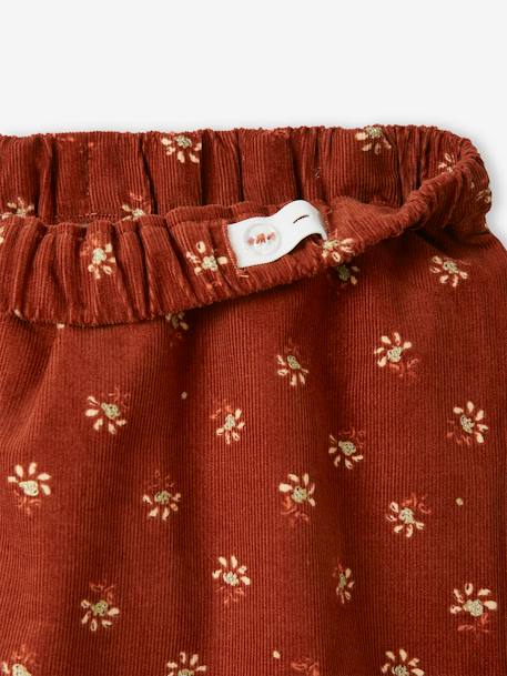 Corduroy Skirt with Flowers & Iridescent Details, for Girls BROWN MEDIUM ALL OVER PRINTED 