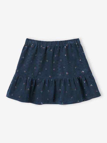 Corduroy Skirt with Ruffle, for Girls BLUE DARK ALL OVER PRINTED+GREEN MEDIUM ALL OVER PRINTED 