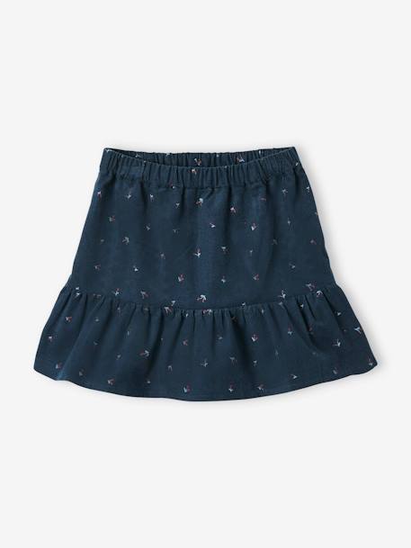 Corduroy Skirt with Ruffle, for Girls BLUE DARK ALL OVER PRINTED+GREEN MEDIUM ALL OVER PRINTED 