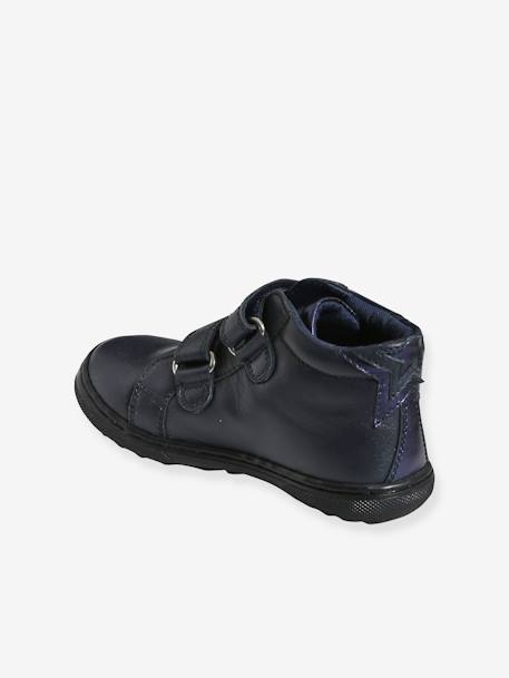 Touch-Fastening Leather Ankle Boots for Girls, Designed for Autonomy BLUE DARK SOLID 