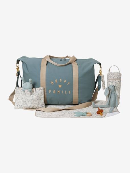 Weekend Changing Bag with Print: La Vie est Pleine de Surprises BLACK MEDIUM SOLID WITH DESIGN+Dark Blue+GREEN MEDIUM SOLID WITH DESIG+grey green+printed green 