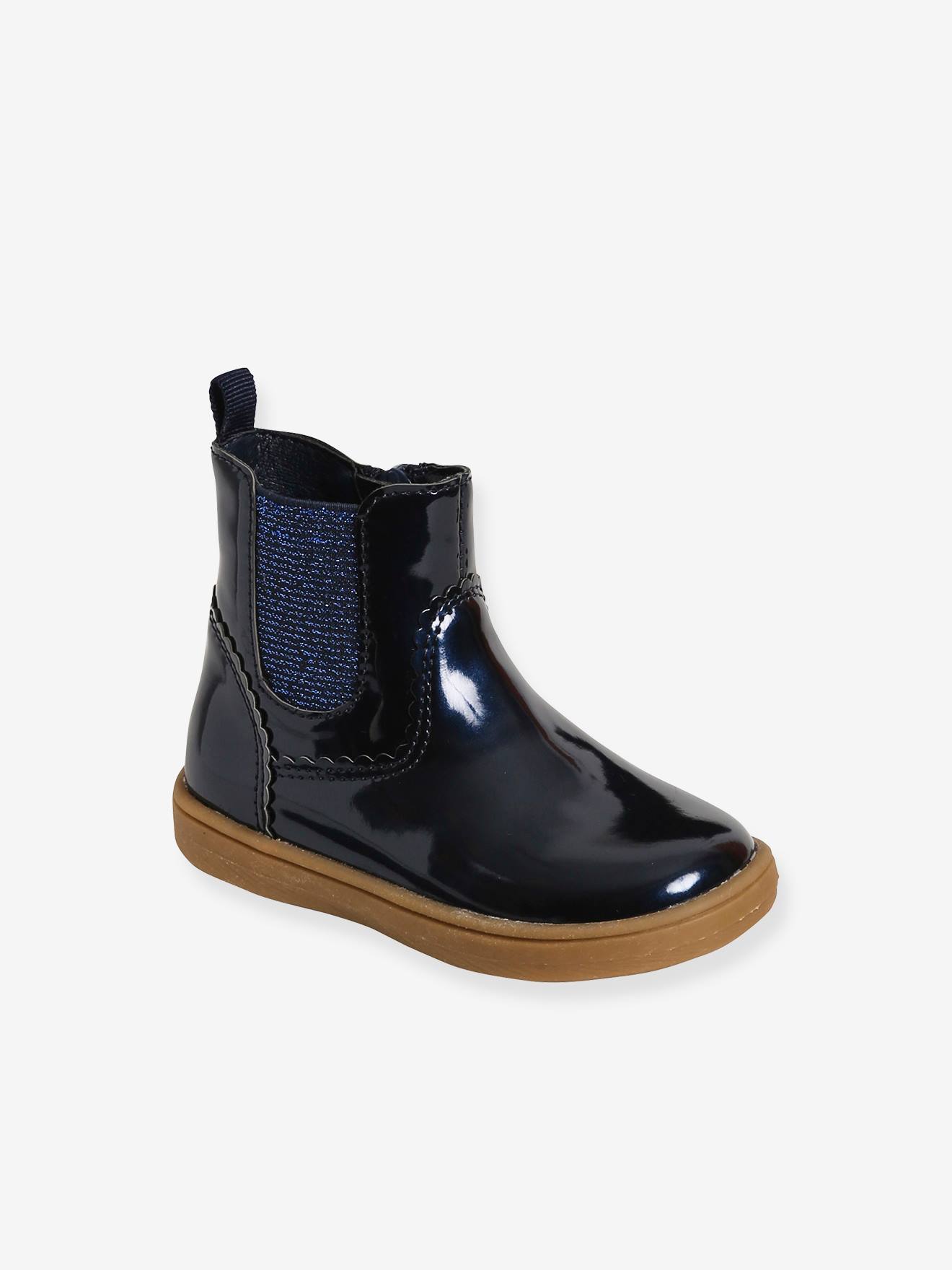 Navy patent best sale chelsea boots