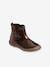 Patent Leather Boots for Girls, Designed for Autonomy BROWN DARK SOLID WITH DESIGN 