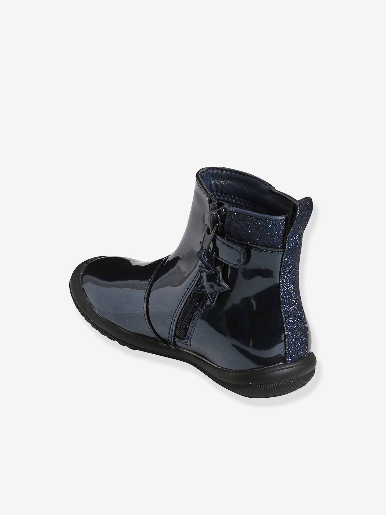 Girls navy sale patent boots