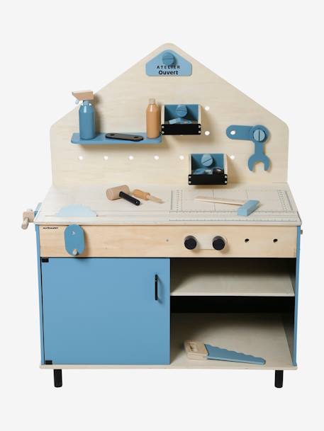 Large DIY Workbench in FSC® Wood & Metal BLUE DARK SOLID 