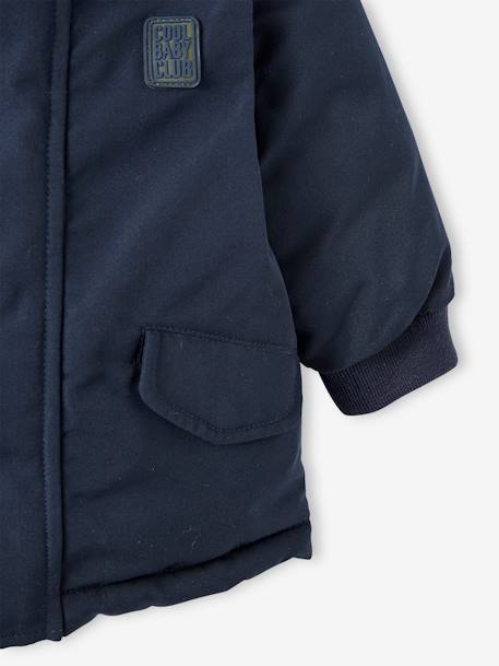 Reversible Parka with Hood for Babies BLUE DARK SOLID WITH DESIGN 