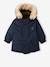 Reversible Parka with Hood for Babies BLUE DARK SOLID WITH DESIGN 