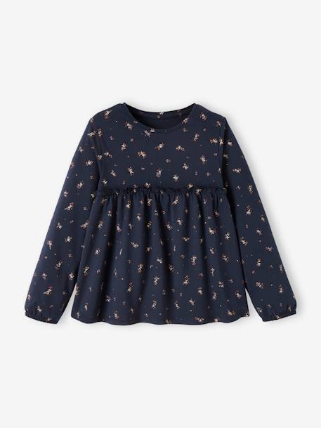 Printed Top for Girls BLUE DARK ALL OVER PRINTED+grey green+rosy 