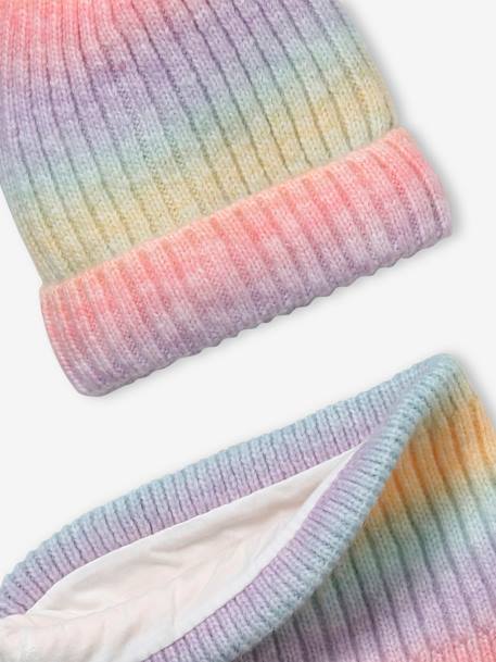 Rainbow Beanie & Snood Set for Girls 6381 