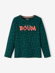 Girls-Tops-T-Shirts-Printed Top with Crimped Inscription in Relief, for Girls