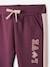 Fleece Joggers with Side Stripes for Girls PINK LIGHT SOLID WITH DESIGN+PURPLE DARK SOLID WITH DESIGN 