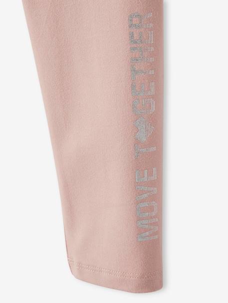 Sports Leggings, Metallised Inscription on the Leg, for Girls PINK LIGHT SOLID 