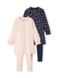 Girls-Nightwear-Pack of 2 Floral Nighties + Leggings