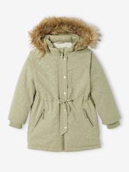 Girls-Hooded Parka with Iridescent Dots, Recycled Polyester Padding, for Girls