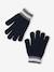 Beanie + Snood + Gloves Set in Rib Knit for Boys BLUE DARK TWO COLOR/MULTICOL+GREY MEDIUM TWO COLOR/MULTICOL 