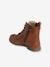 Leather High-Top Ankle Boots with Laces & Zips for Girls BEIGE MEDIUM SOLID WITH DECOR 