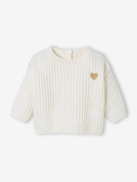 Knitted Jumper with Golden Heart for Babies sky blue+WHITE LIGHT SOLID 