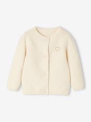 Baby-Jumpers, Cardigans & Sweaters-Cardigans-Cardigan with Golden Embroidered Heart, for Babies