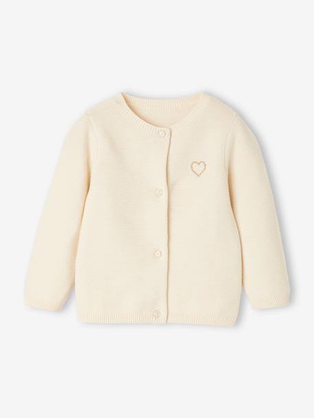 Cardigan with Golden Embroidered Heart, for Babies old rose+sage green+WHITE LIGHT SOLID WITH DESIGN 