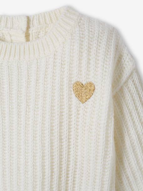 Knitted Jumper with Golden Heart for Babies sky blue+WHITE LIGHT SOLID 