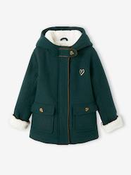 Girls-Woollen Coat with Hood & Sherpa Lining for Girls