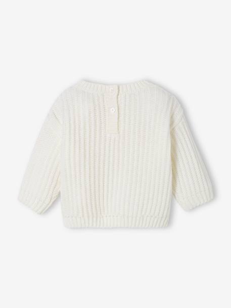Knitted Jumper with Golden Heart for Babies WHITE LIGHT SOLID 