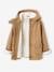 Woollen Coat with Hood & Sherpa Lining for Girls BEIGE MEDIUM SOLID WITH DECOR+GREEN DARK SOLID WITH DESIGN 