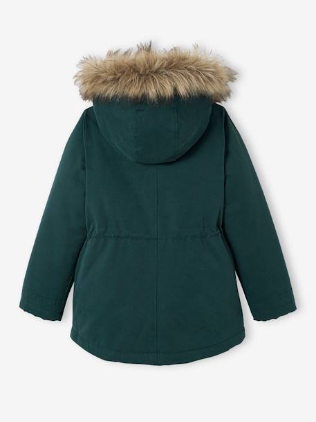 3-in-1 Parka with Hood for Girls GREEN DARK SOLID+grey green+navy blue+PURPLE MEDIUM SOLID 