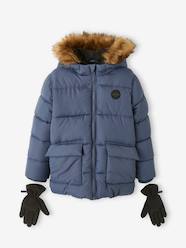 Boys-Hooded Jacket Lined in Polar Fleece, with Gloves, for Boys