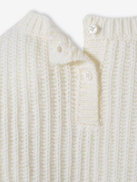 Knitted Jumper with Golden Heart for Babies WHITE LIGHT SOLID 