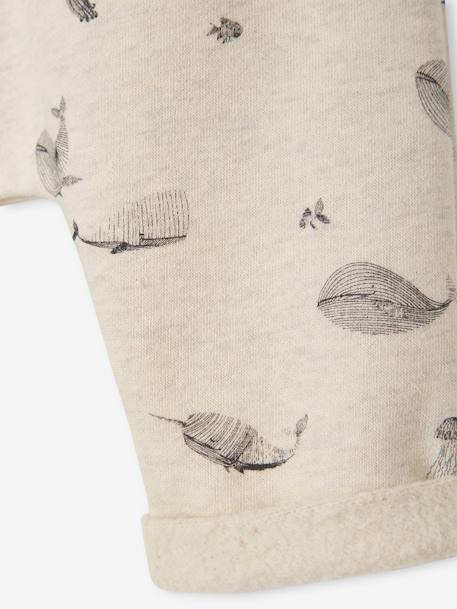 Trousers in Cotton Fleece, for Newborn Babies BEIGE LIGHT ALL OVER PRINTED+Dark Blue+Light Grey 