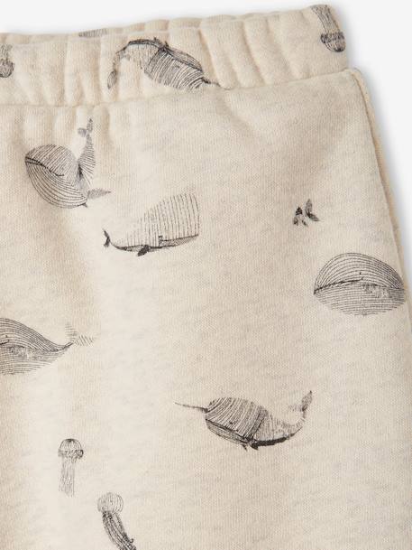 Trousers in Cotton Fleece, for Newborn Babies BEIGE LIGHT ALL OVER PRINTED+Dark Blue+Light Grey 