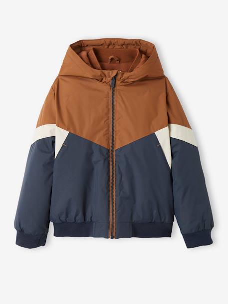 Colourblock Windcheater Jacket for Boys BEIGE DARK SOLID WITH DESIGN+bordeaux red 