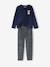 Pack of 2 'Nature' Pyjamas in Velour for Boys BLUE DARK SOLID WITH DESIGN 