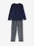 Pack of 2 'Nature' Pyjamas in Velour for Boys BLUE DARK SOLID WITH DESIGN 