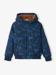 Boys-Hooded Jacket with Dinosaur Motifs & Polar Fleece Lining for Boys