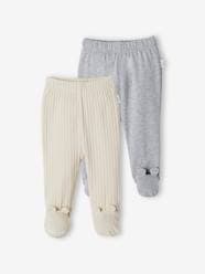 -Pack of 2 Pairs of Footed Trousers for Babies