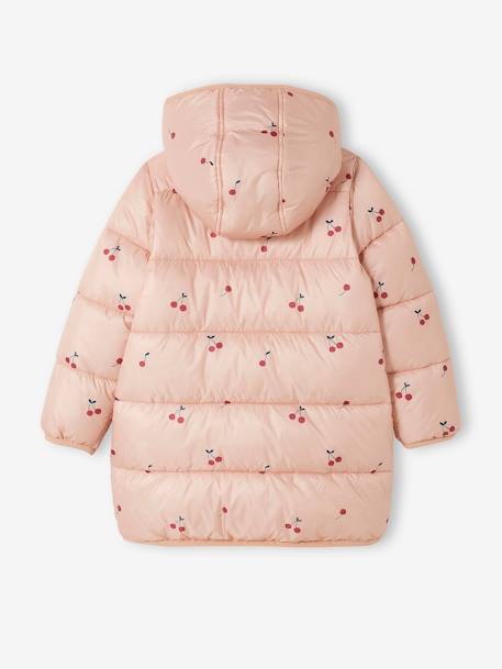 Lightweight Padded Coat with Cherry Print for Girls PINK MEDIUM ALL OVER PRINTED 