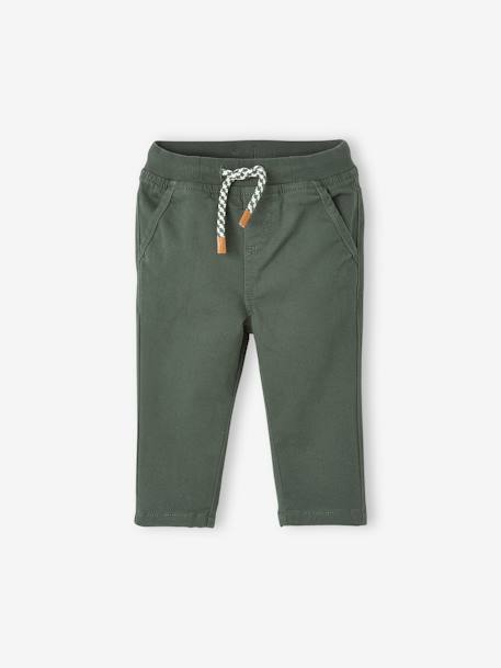 Lined Twill Trousers for Baby Boys BROWN MEDIUM SOLID+Dark Blue+GREEN MEDIUM SOLID 