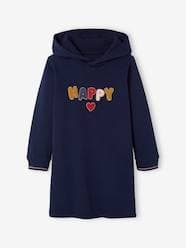 Fleece Dress with Hood & Fancy Details for Girls