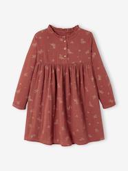 -Printed Dress in Cotton Gauze for Girls