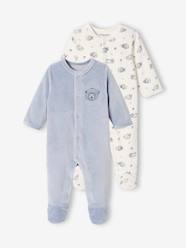 -Pack of 2 "Bears" Velour Sleepsuits for Baby Boys