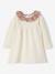 Knitted Dress with Collar in Floral Fabric for Babies rust+WHITE LIGHT SOLID WITH DESIGN 