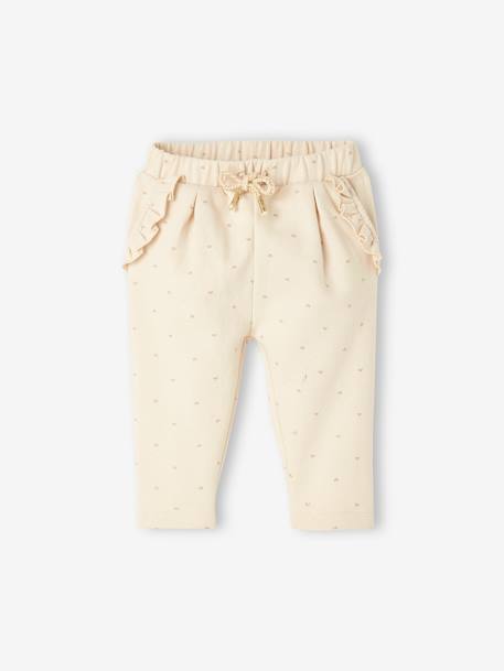 Fleece Trousers for Baby Girls Brown/Print+grey blue+sage green+WHITE MEDIUM ALL OVER PRINTED 