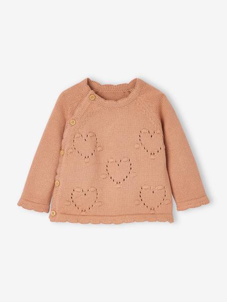 Cardigan-like Top for Newborn Babies BROWN LIGHT SOLID WITH DESIGN 