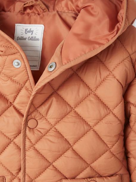 Padded Jacket with Hood for Babies ORANGE DARK SOLID 