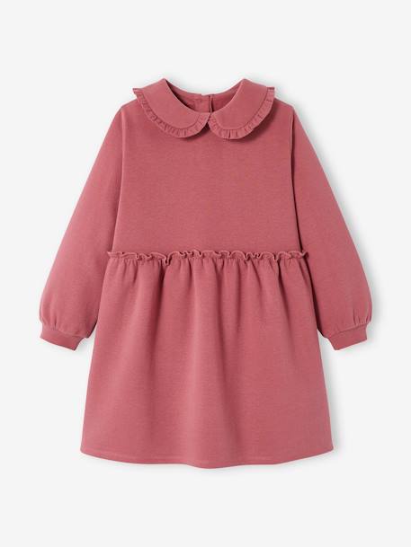 Fleece Dress with Peter Pan Collar for Girls PURPLE MEDIUM SOLID 