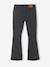 Flared Trousers with Embroidered Pockets for Girls BLACK DARK SOLID WITH DESIGN 