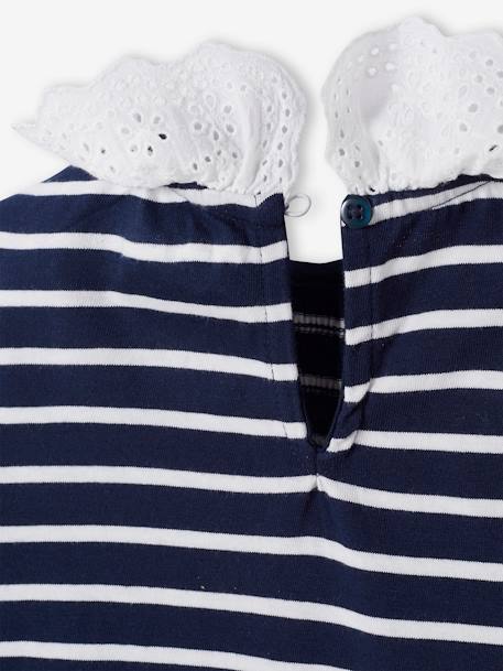 Blouse-like Top with Broderie Anglaise on the Collar, for Girls BLUE DARK STRIPED 